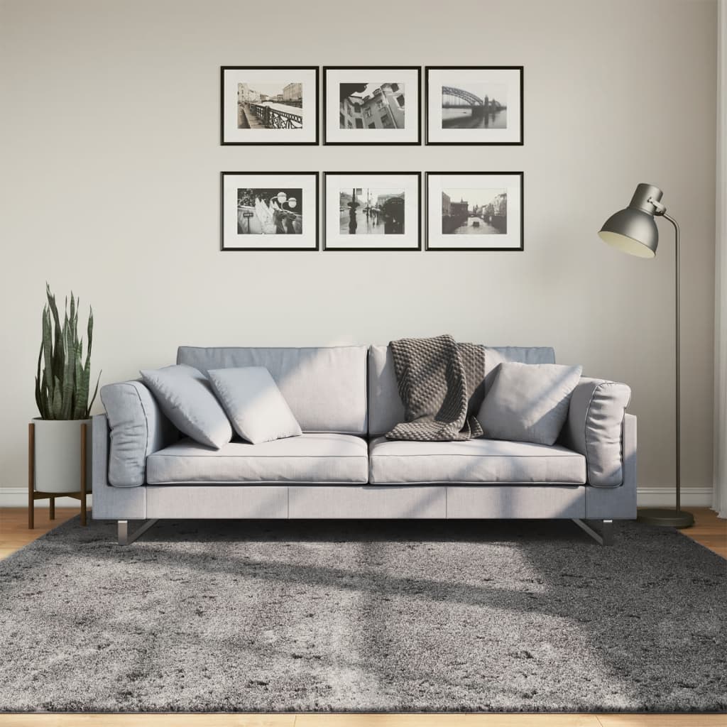 Tapete pelo curto macio e lavável huarte 200x200 cm antracite