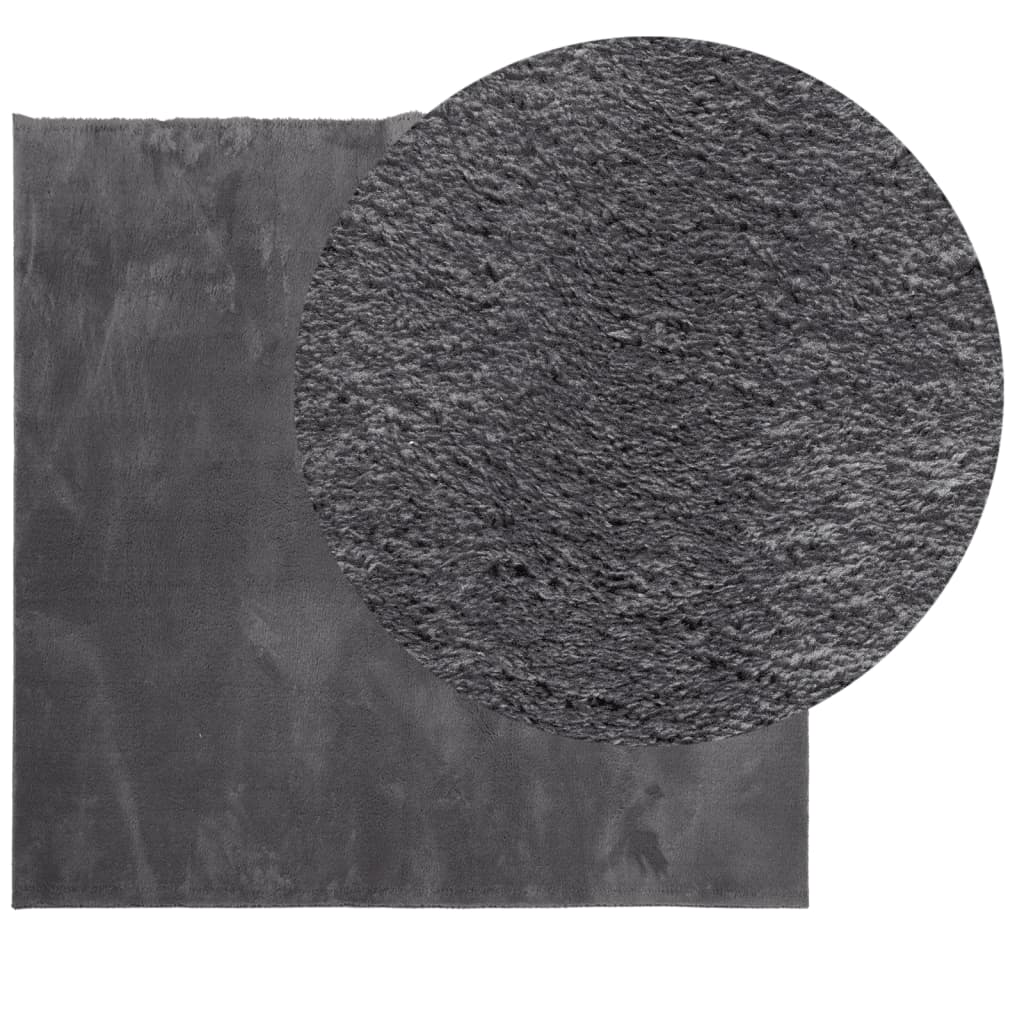 Tapete pelo curto macio e lavável huarte 200x200 cm antracite