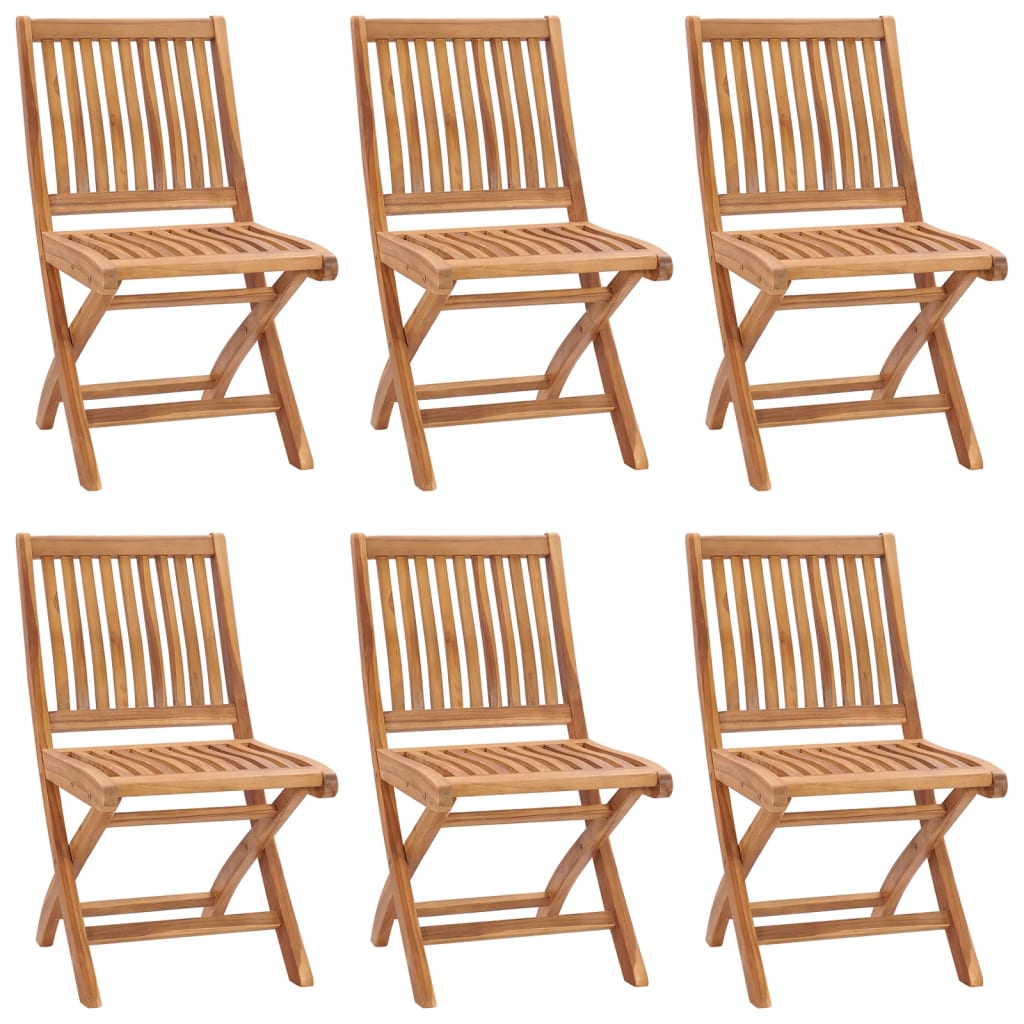 Cadeiras de jardim dobráveis c/ almofadões 6 pcs teca maciça
