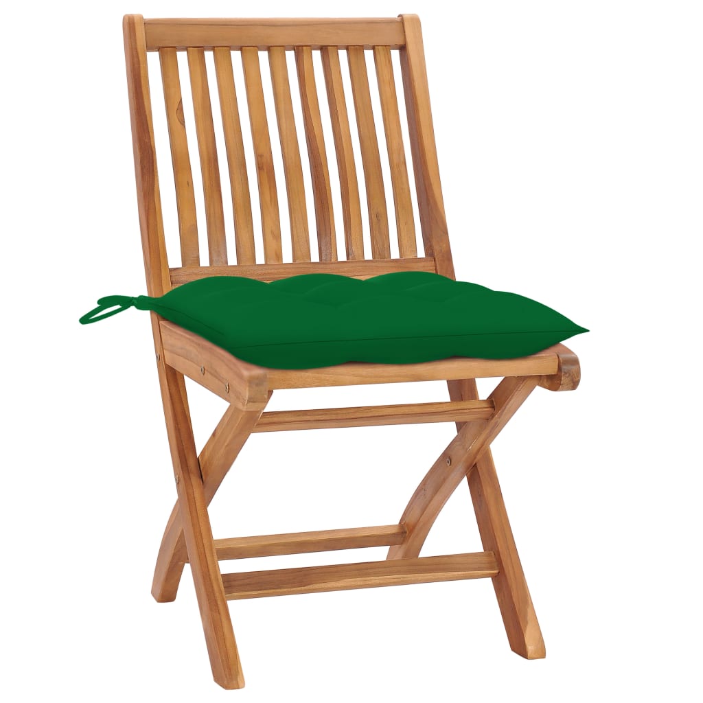Cadeiras de jardim dobráveis c/ almofadões 6 pcs teca maciça