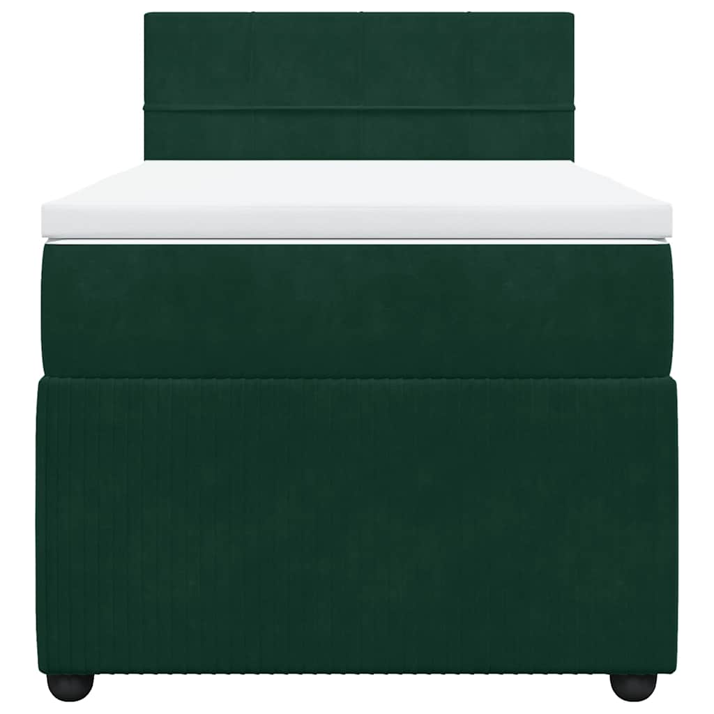 Cama com molas/colchão 80x200 cm veludo verde-escuro