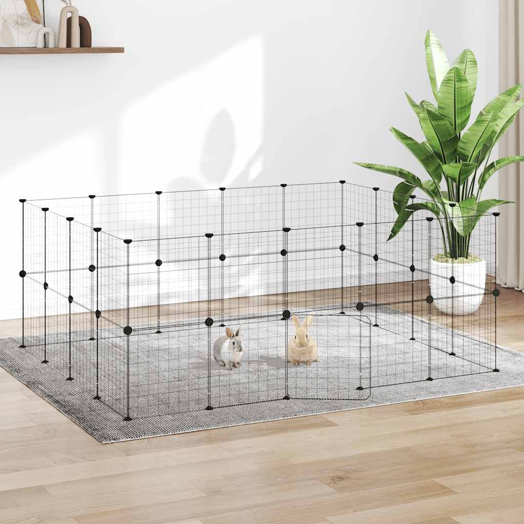Gaiola p/ animais de 36 painéis c/ porta 35x35 cm aço preto