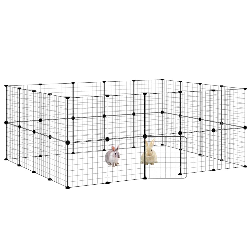Gaiola p/ animais de 36 painéis c/ porta 35x35 cm aço preto