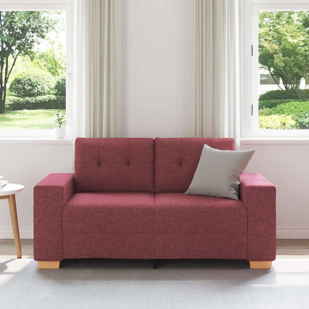 Sofá de dois lugares, vermelho vinho, 160x77x82 cm, tecido