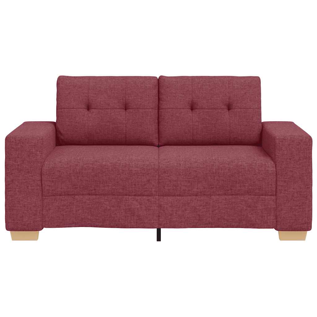 Sofá de dois lugares, vermelho vinho, 160x77x82 cm, tecido