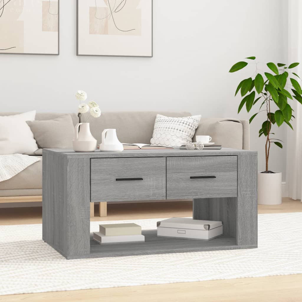 Mesa de centro 80x50x40 cm derivados de madeira cinzento sonoma