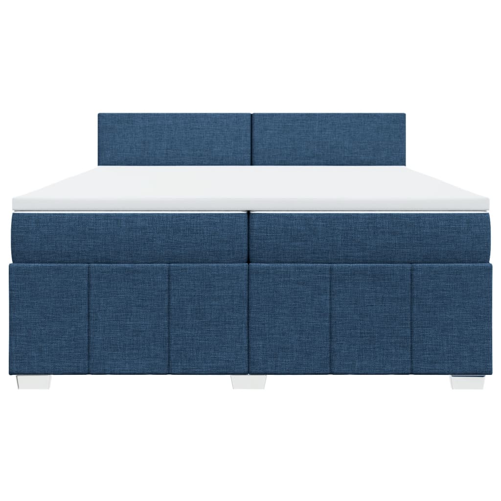 Cama com molas/colchão 200x200 cm tecido azul