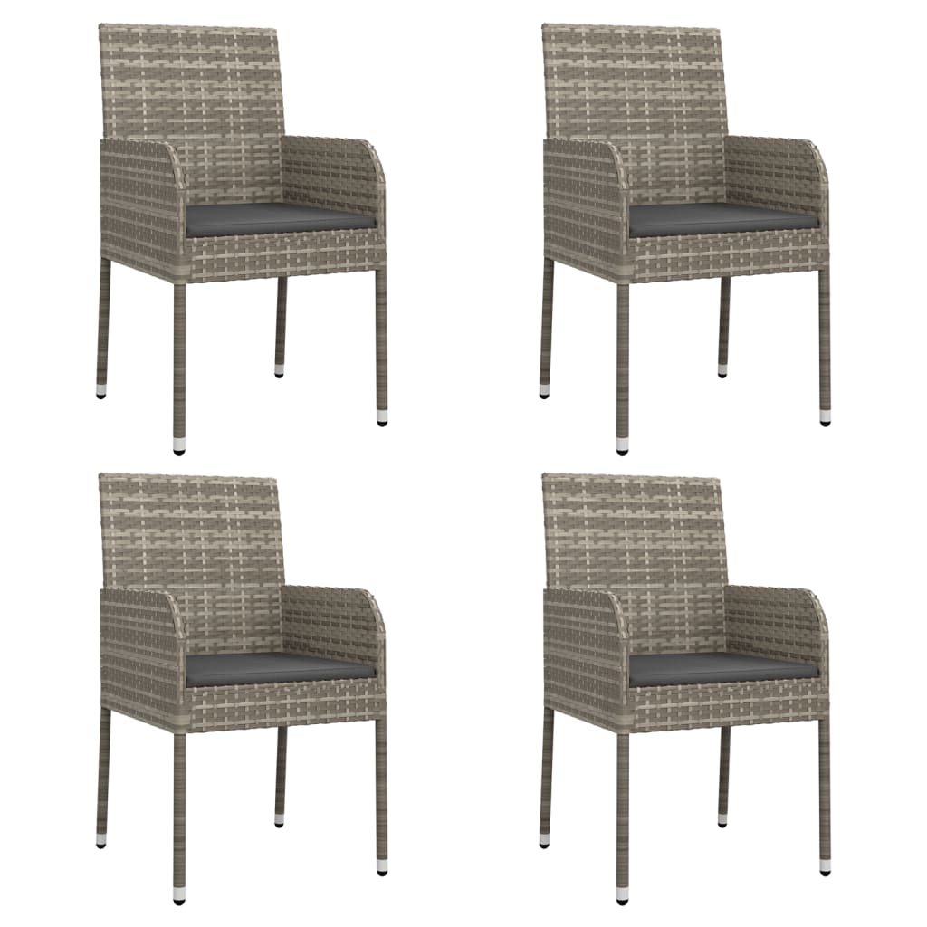 5 Pcs conjunto de jantar p/ jardim c/ almofadões vime PE cinza