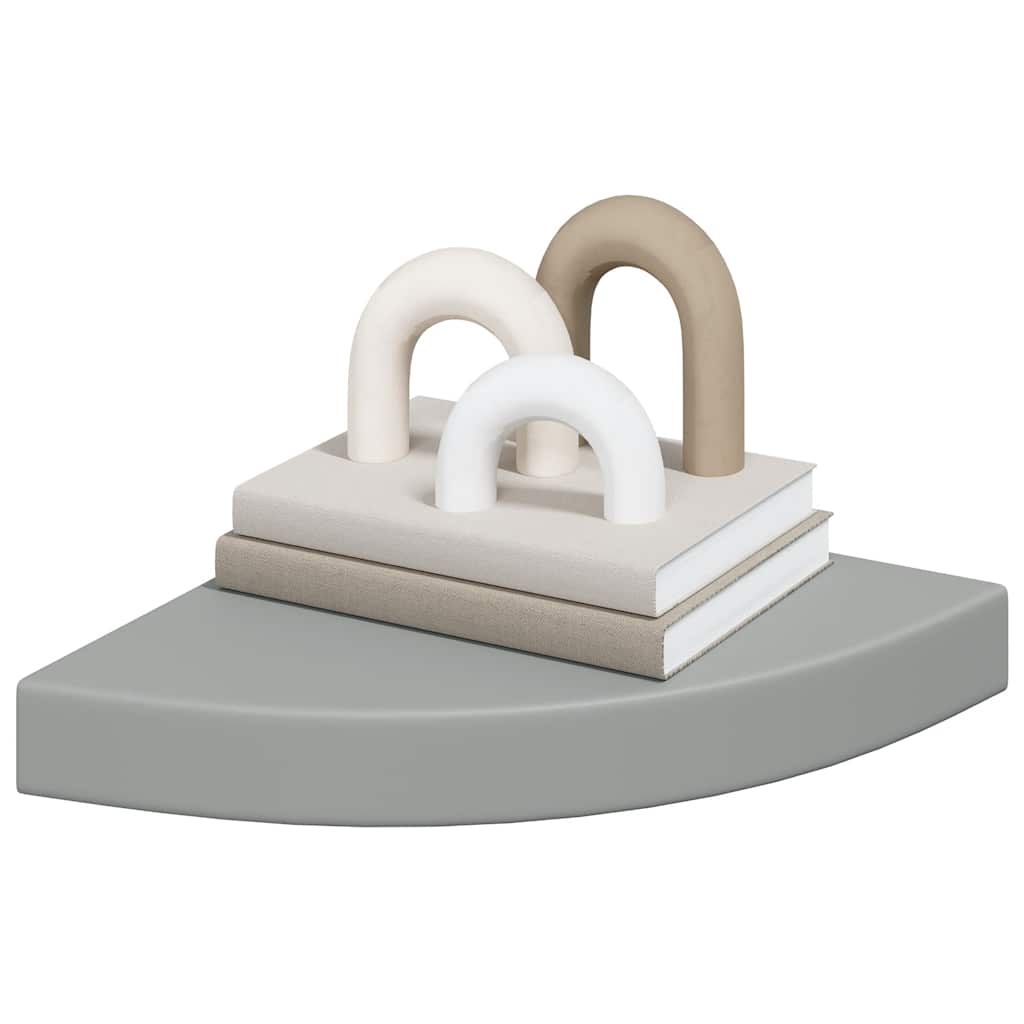 Prateleira de canto suspensa 25x25x3,8 cm MDF cinzento