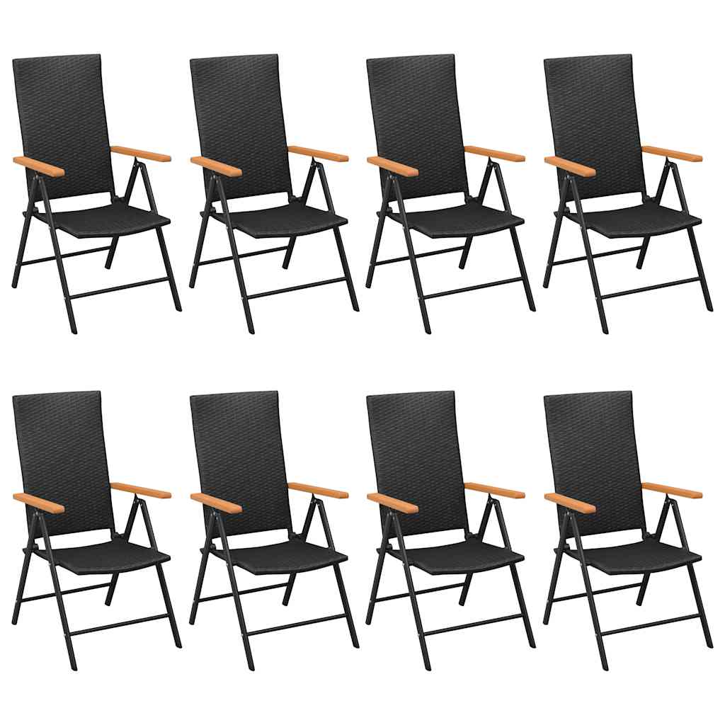 9 Pcs conjunto de jantar para jardim preto e castanho