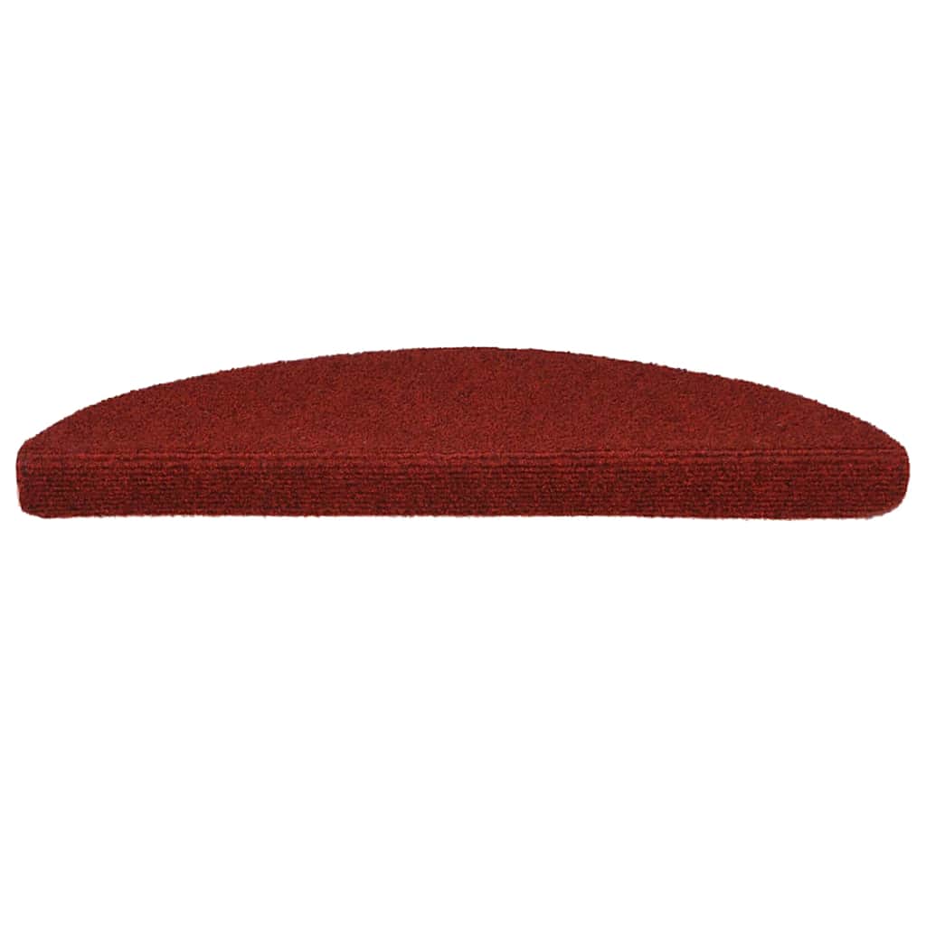 Tapetes de escada autoadesivos 15 peças 56x17x3 cm vermelho bordô meia-lua
