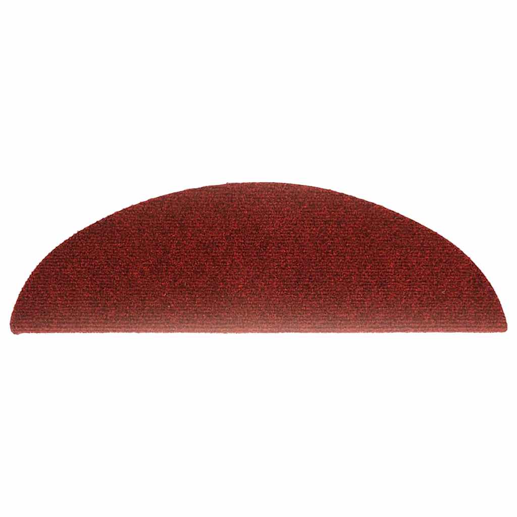 Tapetes de escada autoadesivos 15 peças 56x17x3 cm vermelho bordô meia-lua