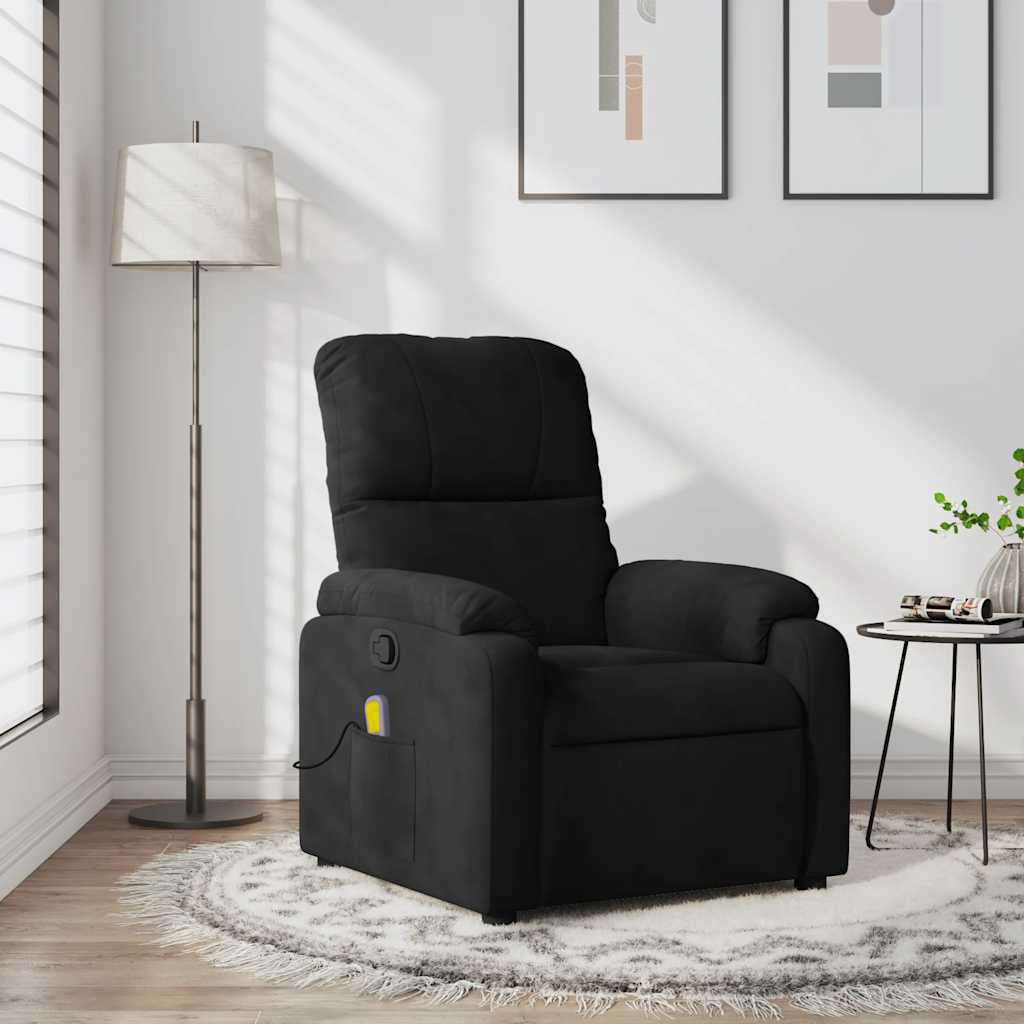Poltrona de massagem reclinável em tecido de microfibra preto