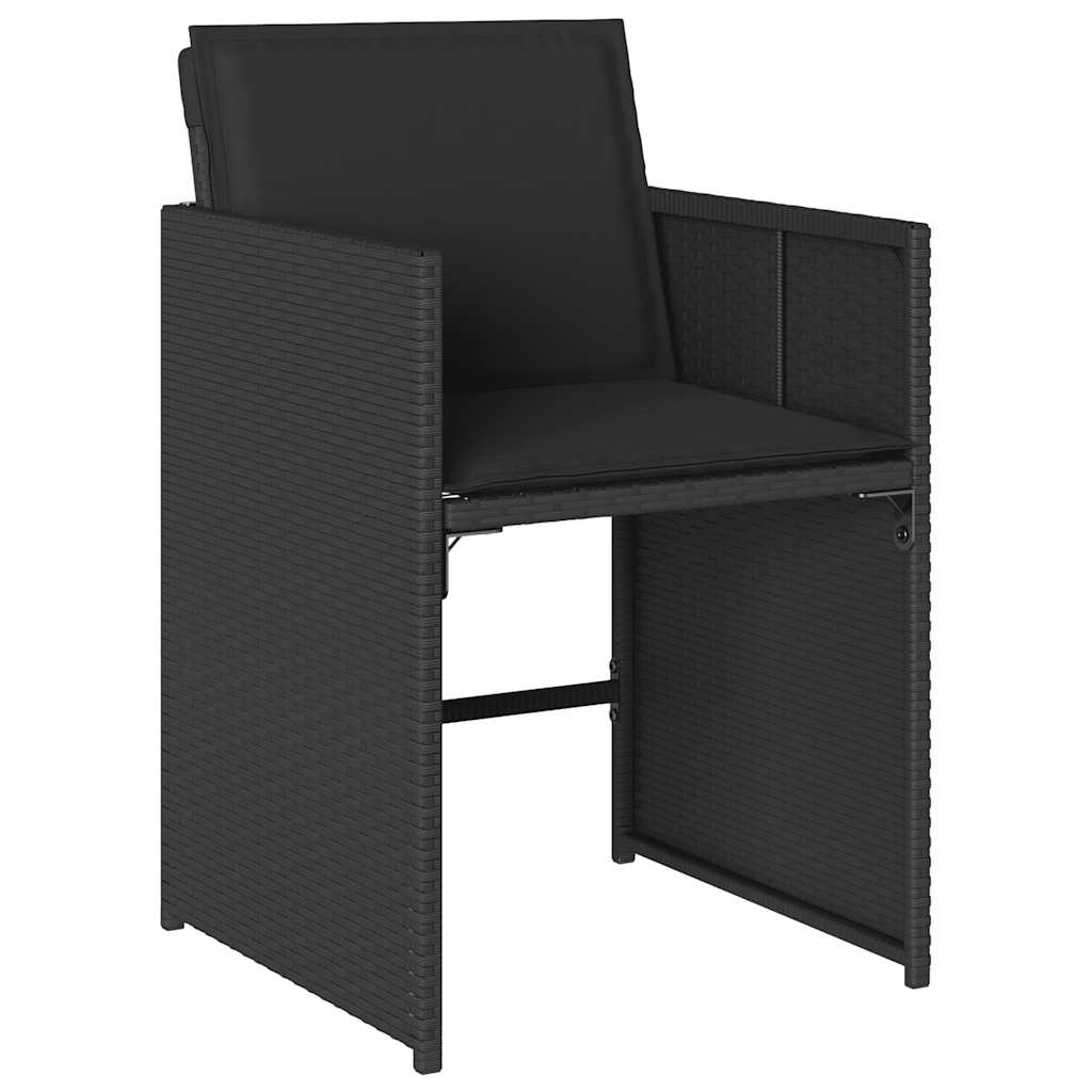 9 Pcs conjunto de jantar p/ jardim c/ almofadões vime PE preto