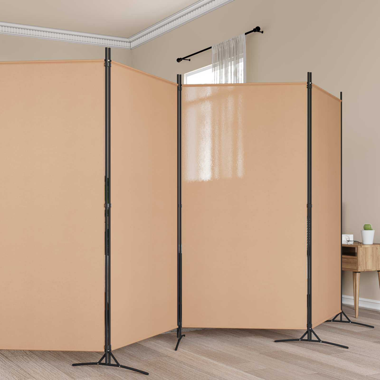 Divisória de 5 painéis bege 433 x 180 cm tecido
