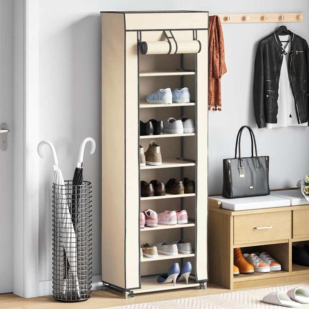 Sapateira com cobertura 57x29x162 cm tecido creme