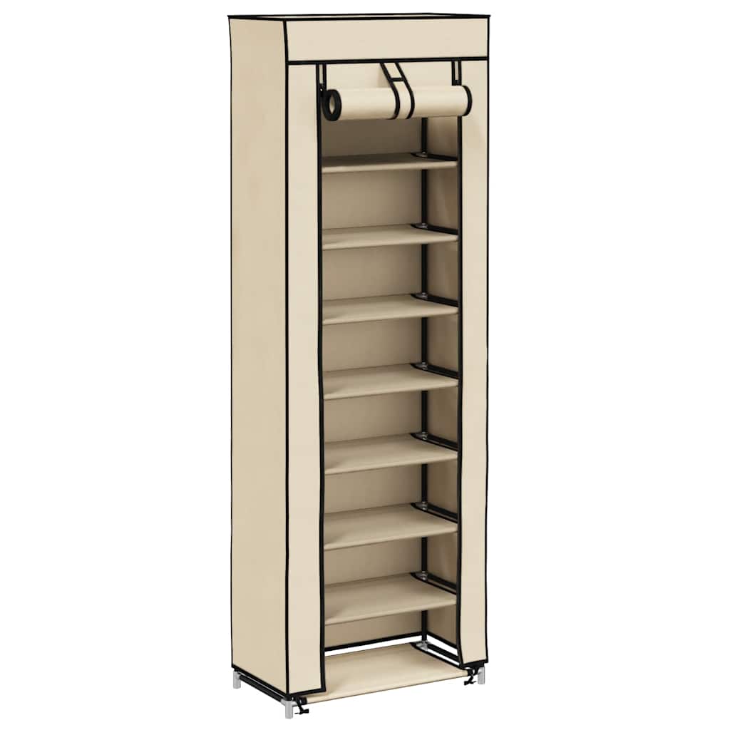 Sapateira com cobertura 57x29x162 cm tecido creme