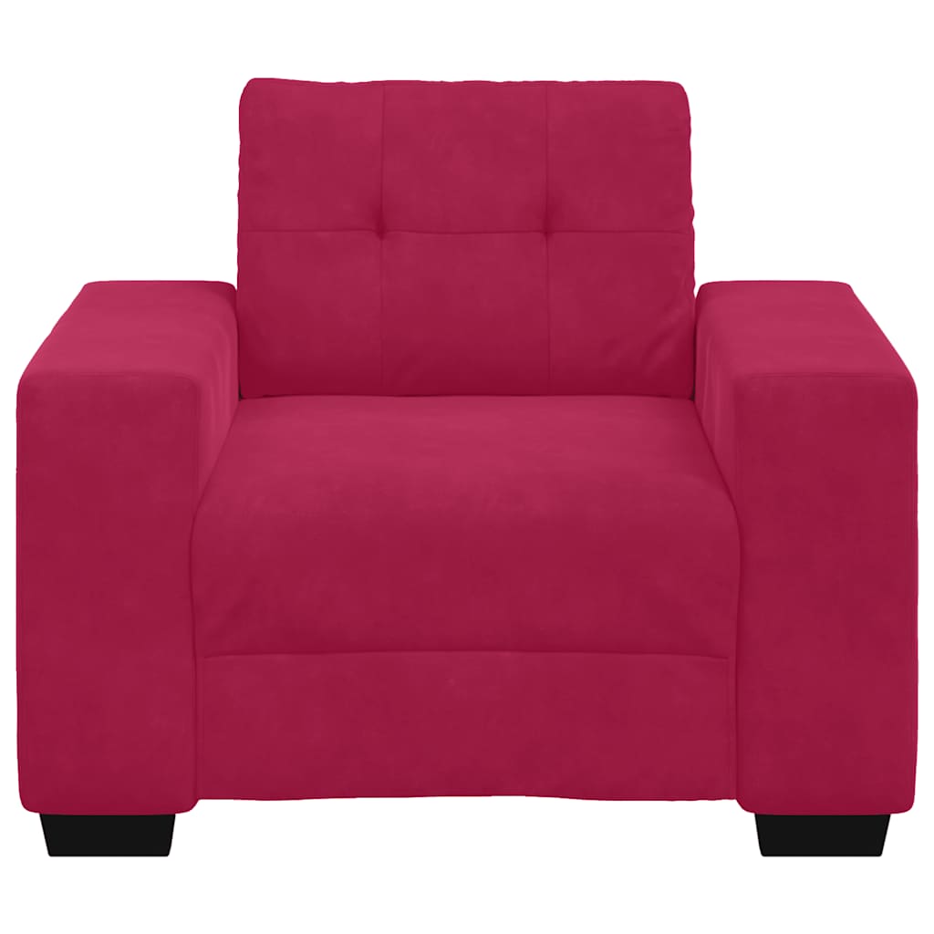 Poltrona de veludo, cor vinho tinto, 100x78x80 cm