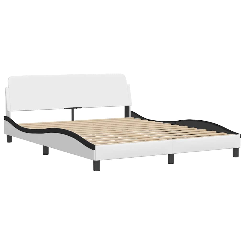 Estrutura de cama dover 160x200 couro artif. branco/preto