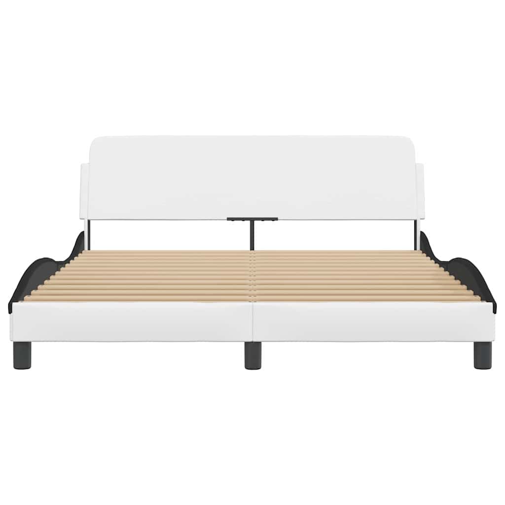 Estrutura de cama dover 160x200 couro artif. branco/preto