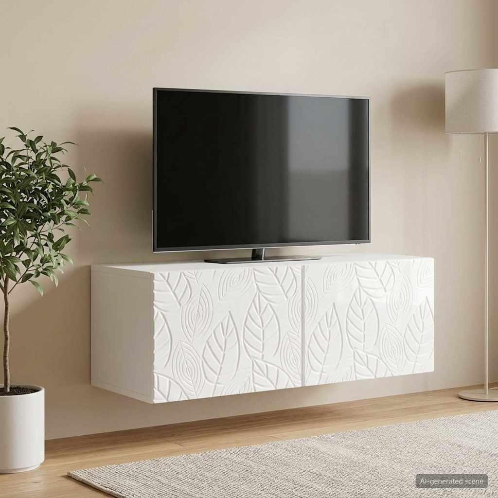 Gabinete de TV de parede 78,5 x 31 cm branco brilhante