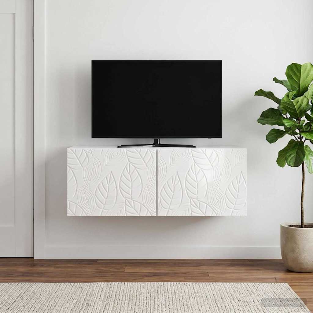 Gabinete de TV de parede 78,5 x 31 cm branco brilhante