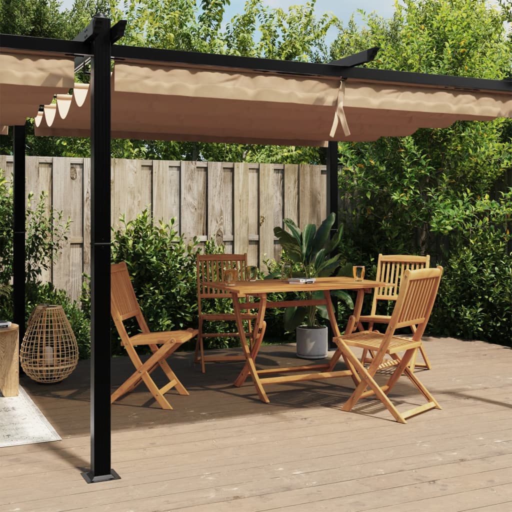 Gazebo jardim c/ teto retrátil 3x6 m alumínio cinza-acastanhado