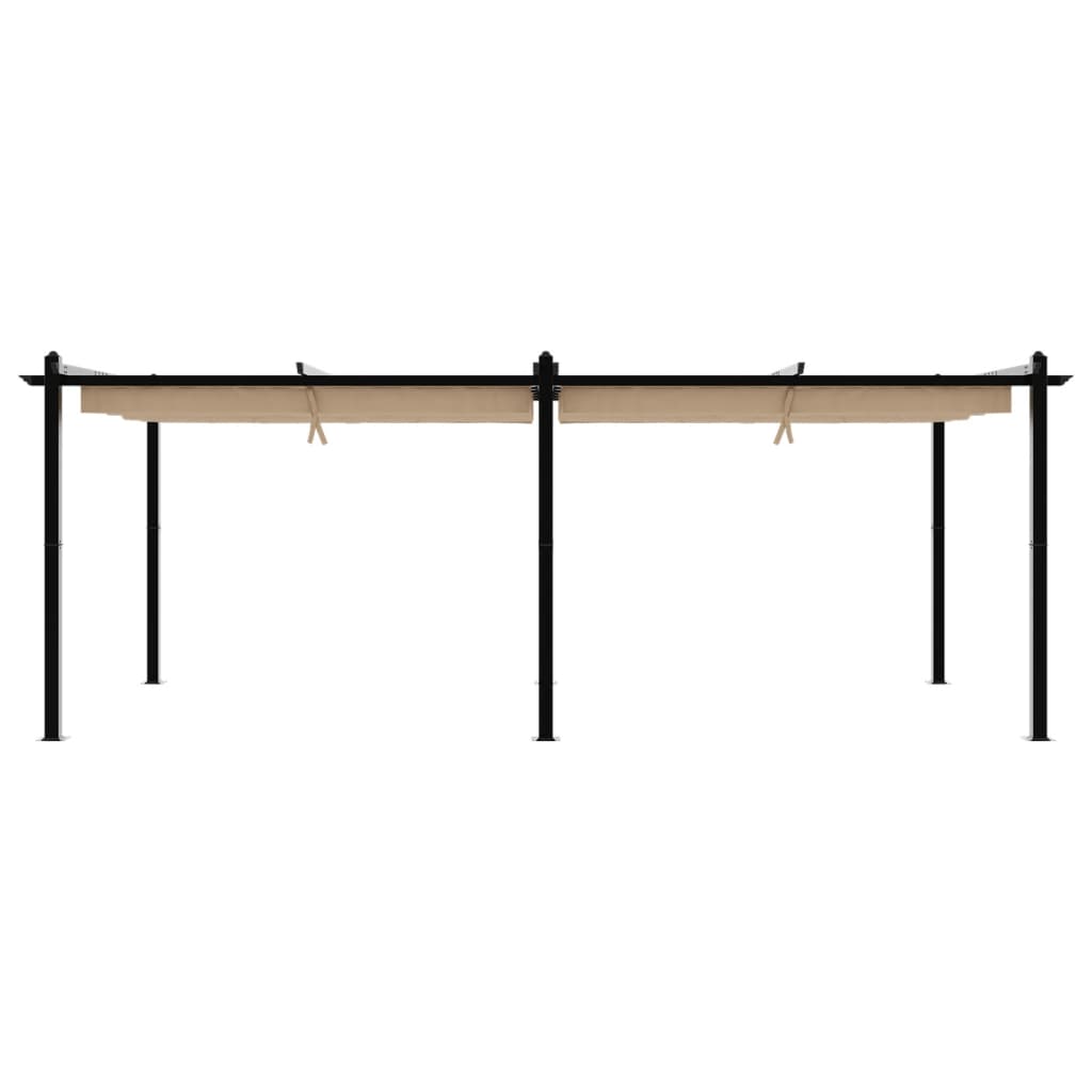 Gazebo jardim c/ teto retrátil 3x6 m alumínio cinza-acastanhado