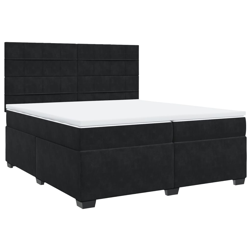Cama com molas/colchão 200x200 cm veludo preto