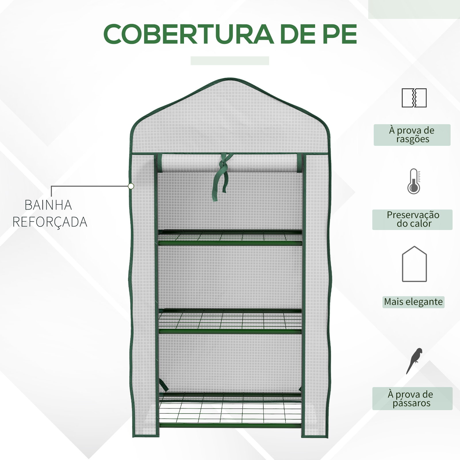 Estufa de jardim de 3 níveis estufa de terraço com 3 prateleiras para cultivo de plantas flores 59x39x127 cm branco