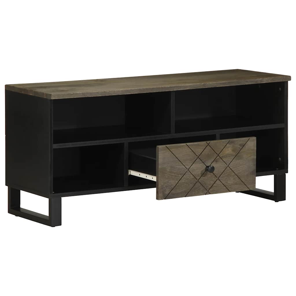 Móvel de TV 100x33x46 cm madeira de mangueira maciça preto