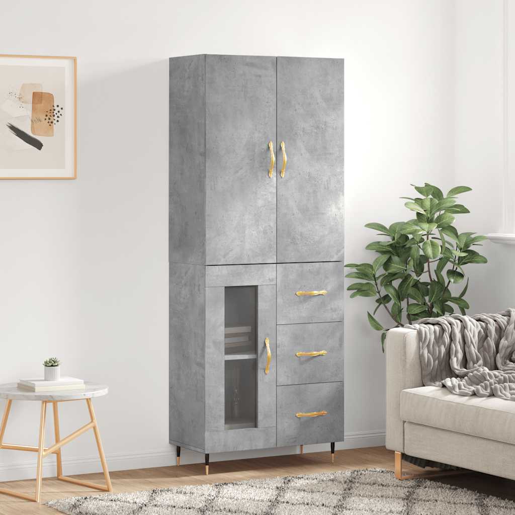 Armário alto 69,5x34x180 cm derivados de madeira cinza cimento