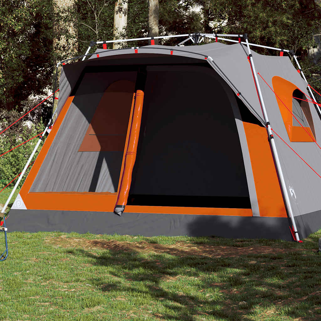 Tenda familiar cabana 7 pessoas libertação rápida cinza/laranja