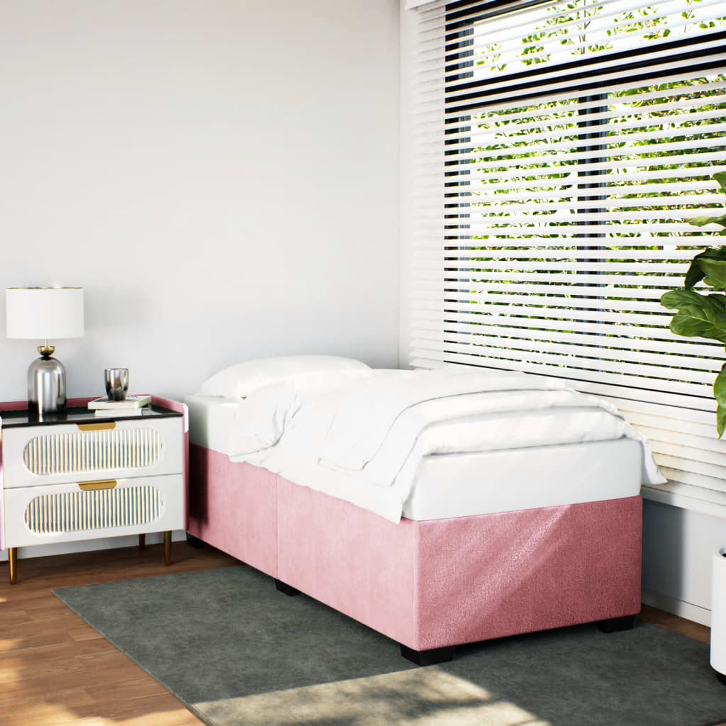 Estrutura de cama 90x200 cm veludo rosa