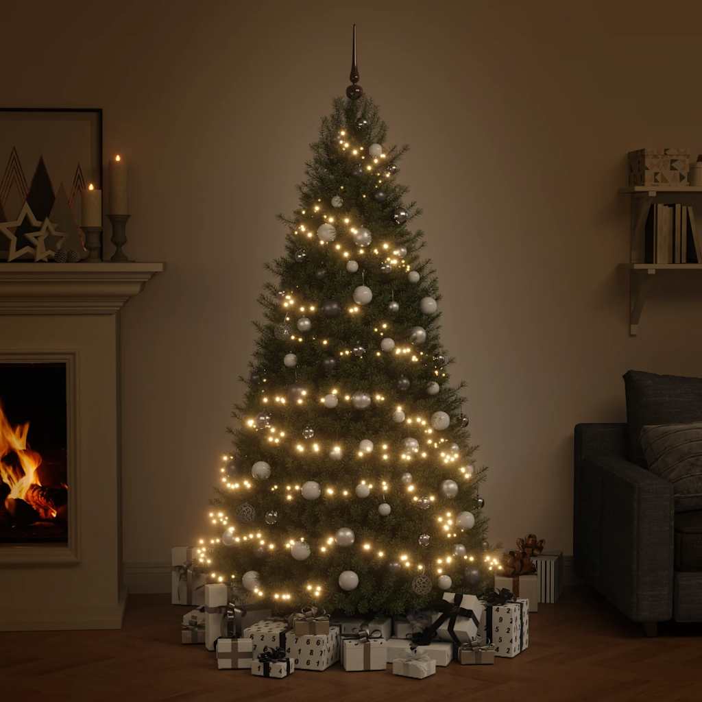 Conj. de bolas de natal 120 pcs + pico e 300 leds branco/cinza