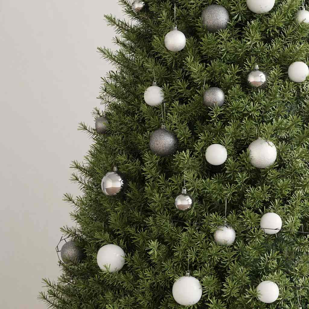 Conj. de bolas de natal 120 pcs + pico e 300 leds branco/cinza