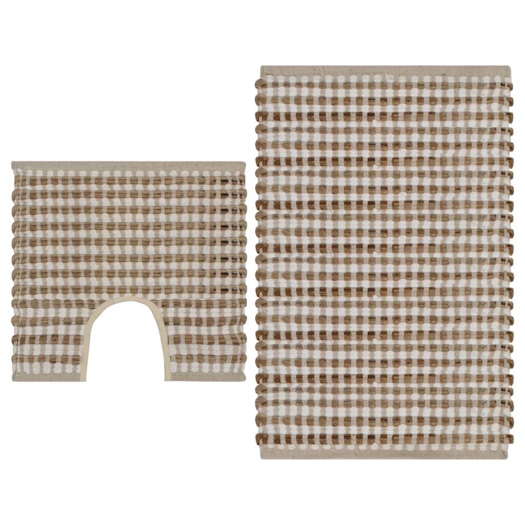 Conjunto de tapetes de wc artesanais juta natural e branco