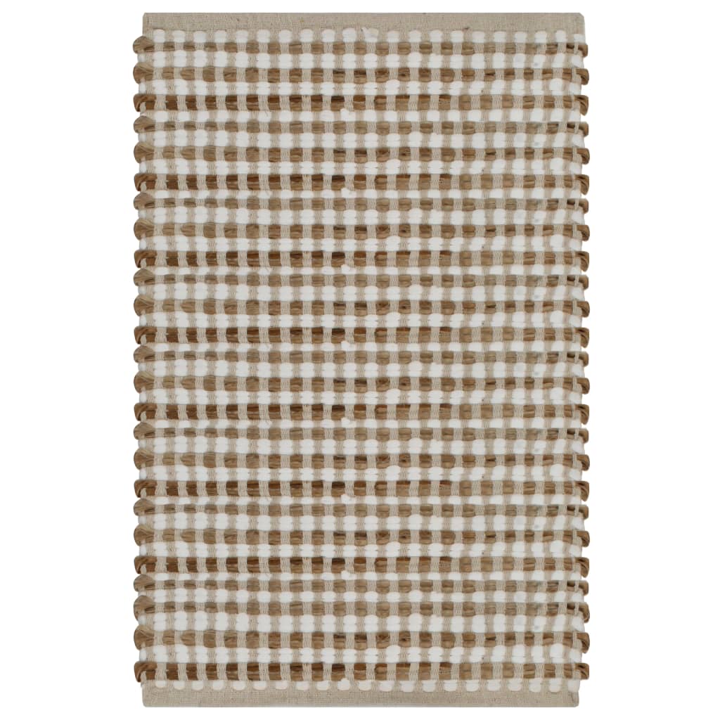 Conjunto de tapetes de wc artesanais juta natural e branco