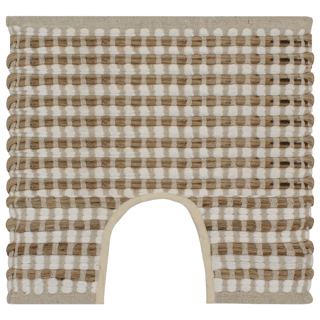 Conjunto de tapetes de wc artesanais juta natural e branco