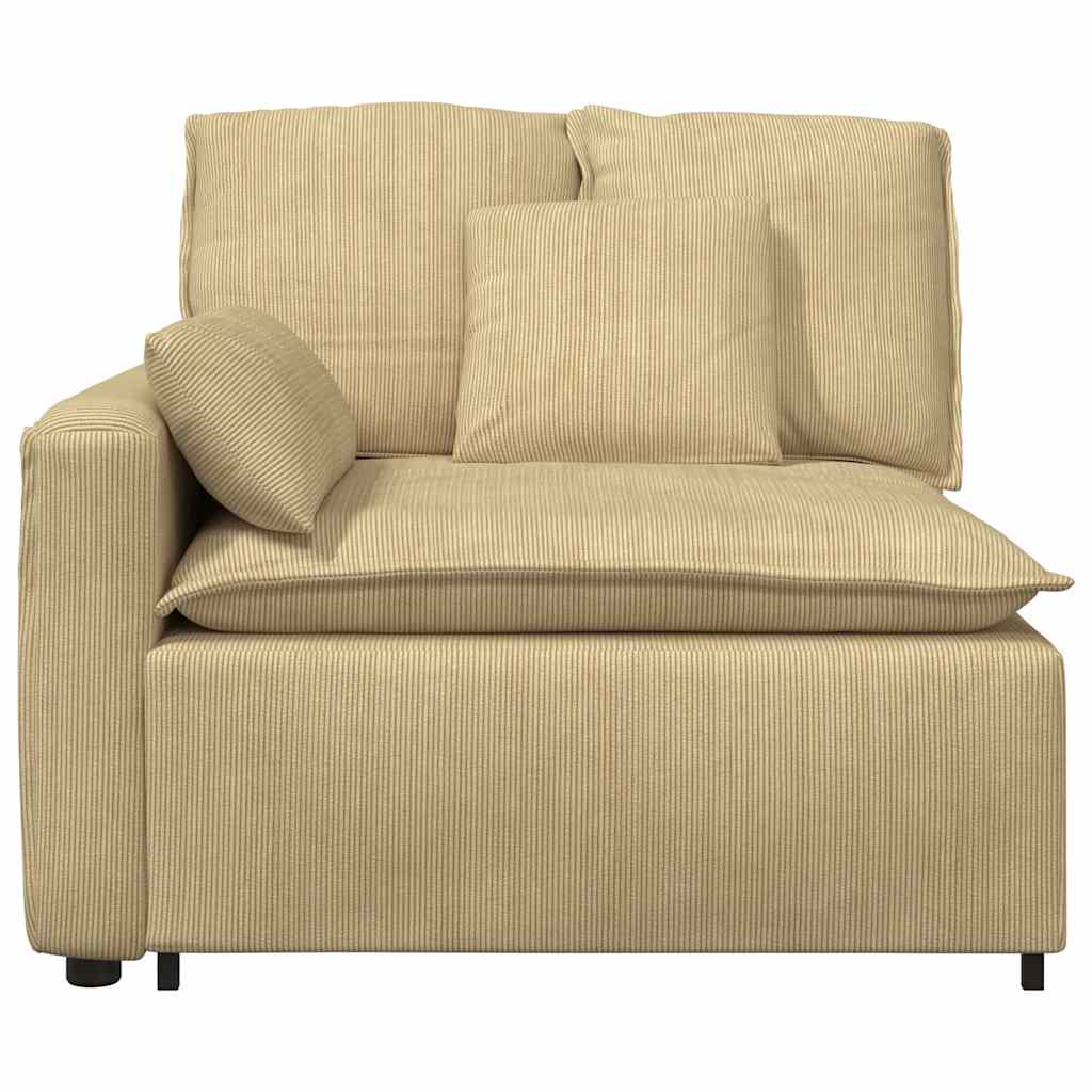 Módulo de extremidade de apoio de braço para sofá modular com almofadas, cinza e verde, 100 cm