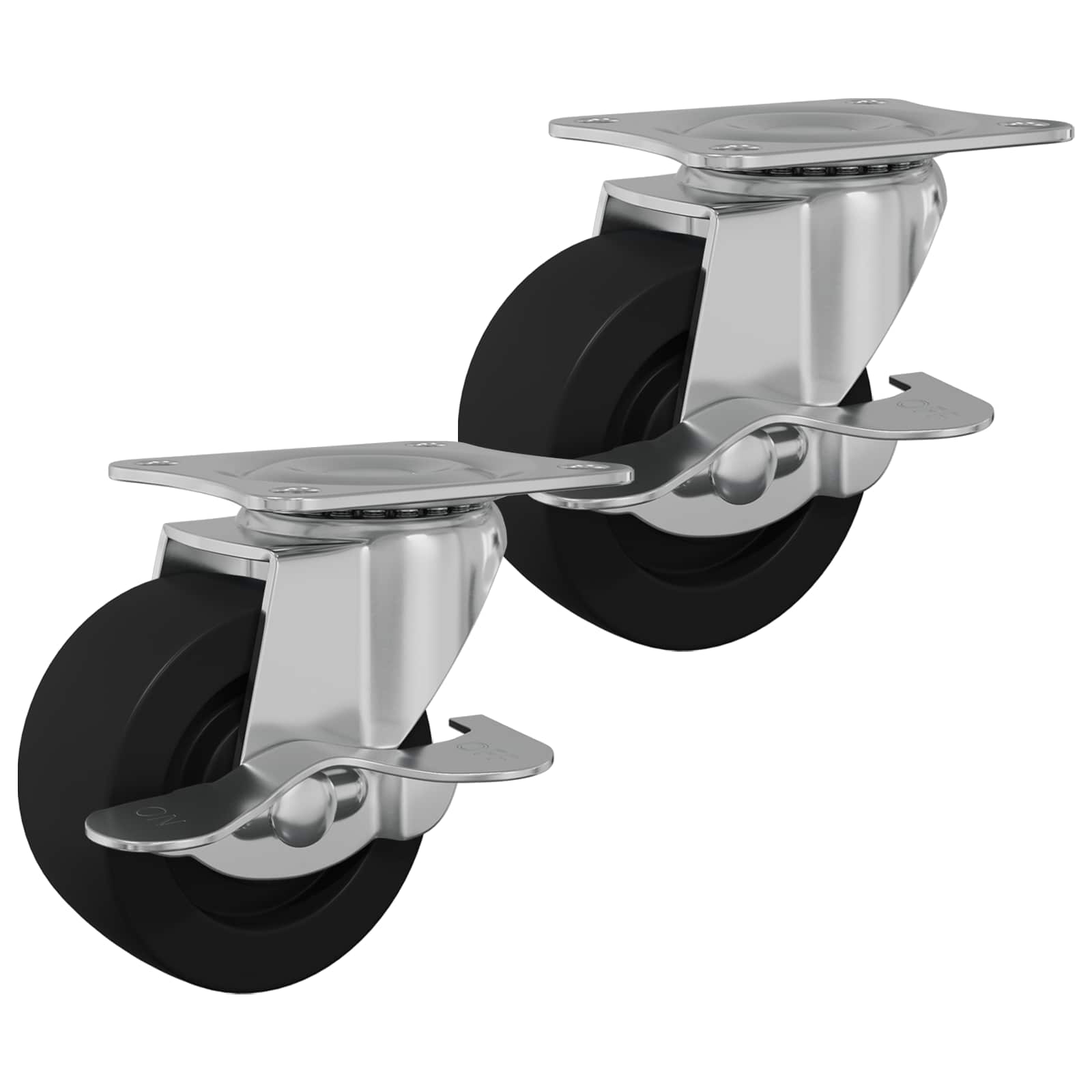 Roda 2 unid. preto e prateado 50,7 x 50,7 x 24,4 mm