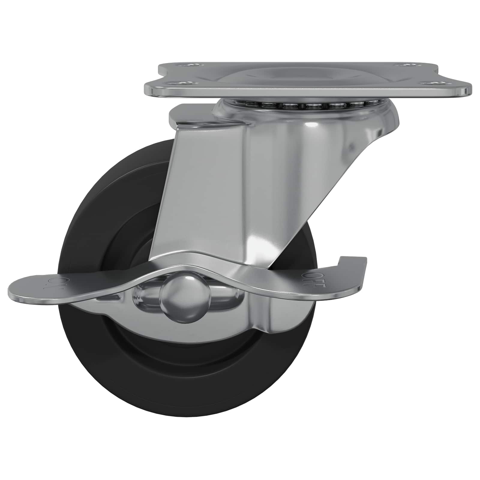 Roda 2 unid. preto e prateado 50,7 x 50,7 x 24,4 mm