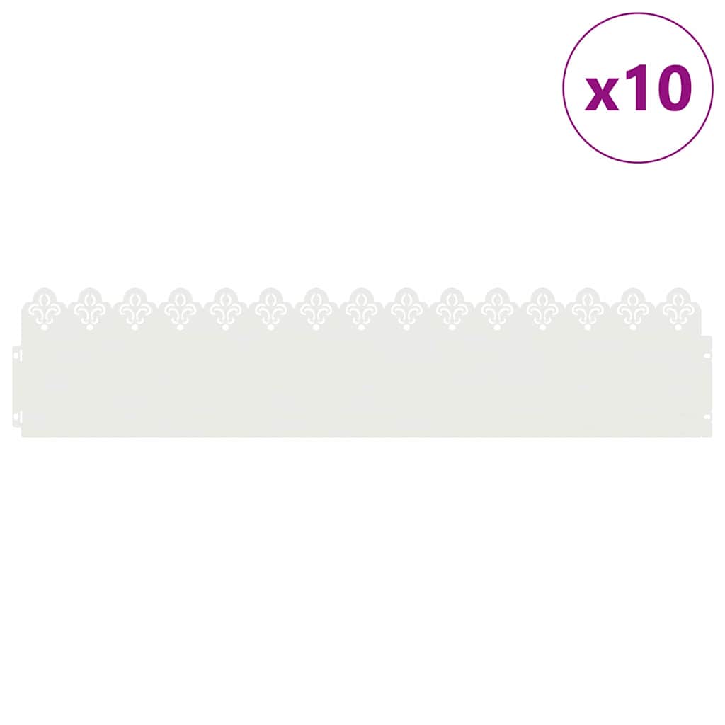 Delimitadores de relvado 10 unid. 103 x 0,05 x 22 cm aço branco