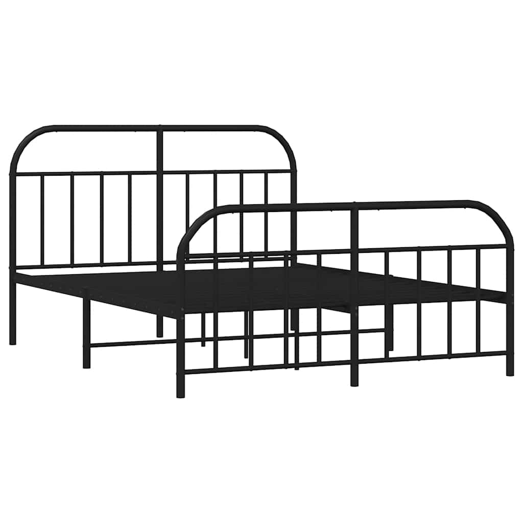 Estrutura de cama com cabeceira e pés 150x200 cm metal preto