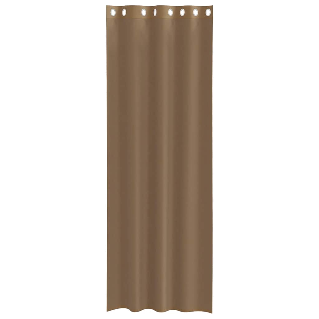 Cortinas de voile com ilhós 2 pcs castanho-claro