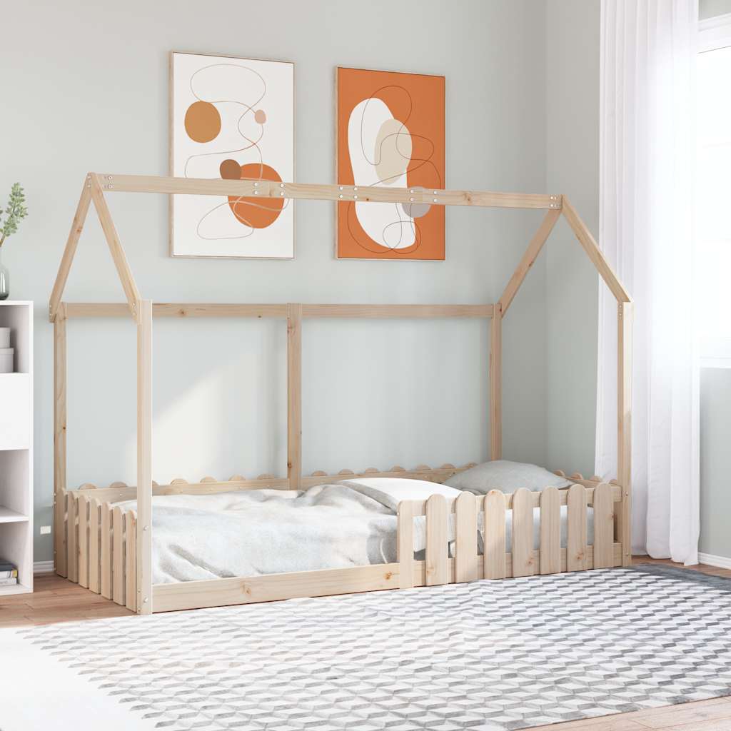 Cama infantil formato casa 90x190 cm madeira de pinho maciça