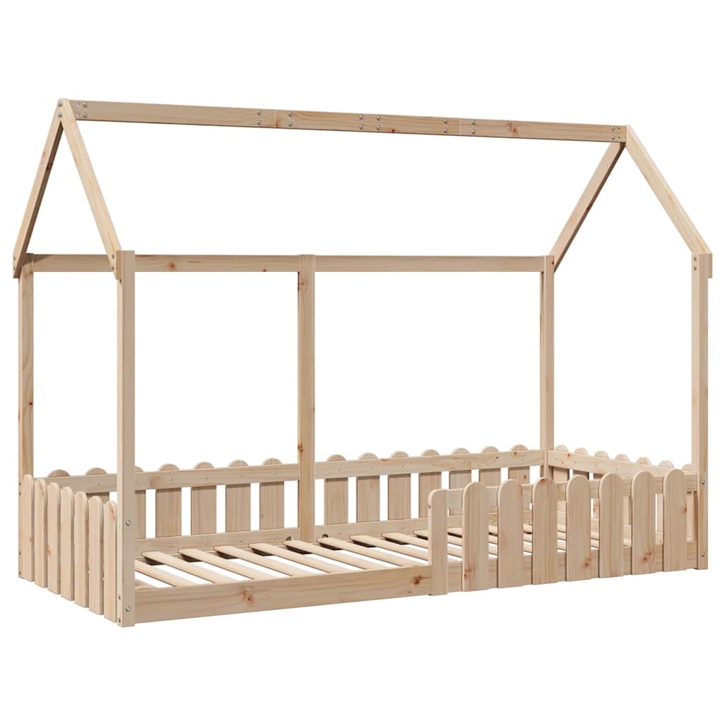 Cama infantil formato casa 90x190 cm madeira de pinho maciça