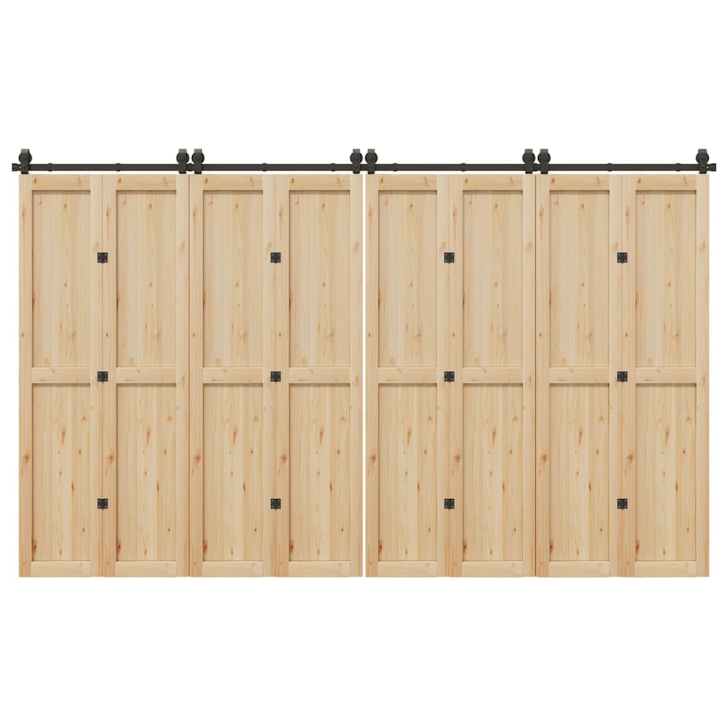 Kit de ferragens para porta deslizante 366 cm aço preto