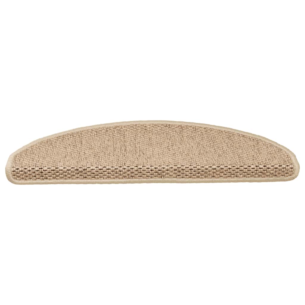 Tapetes escada adesivos aspeto sisal 15pcs 65x21x4cm cor areia