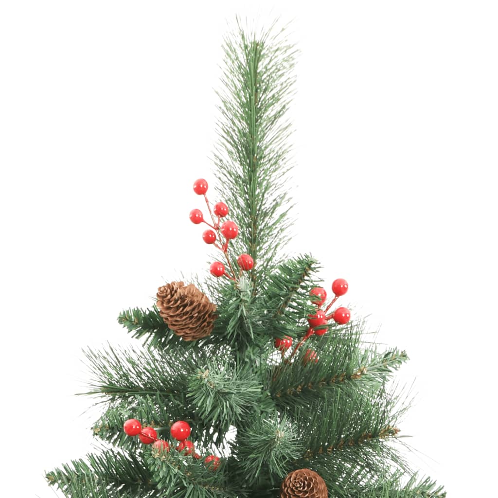 Árvore de natal artificial articulada c/ pinhas e bagas 210 cm